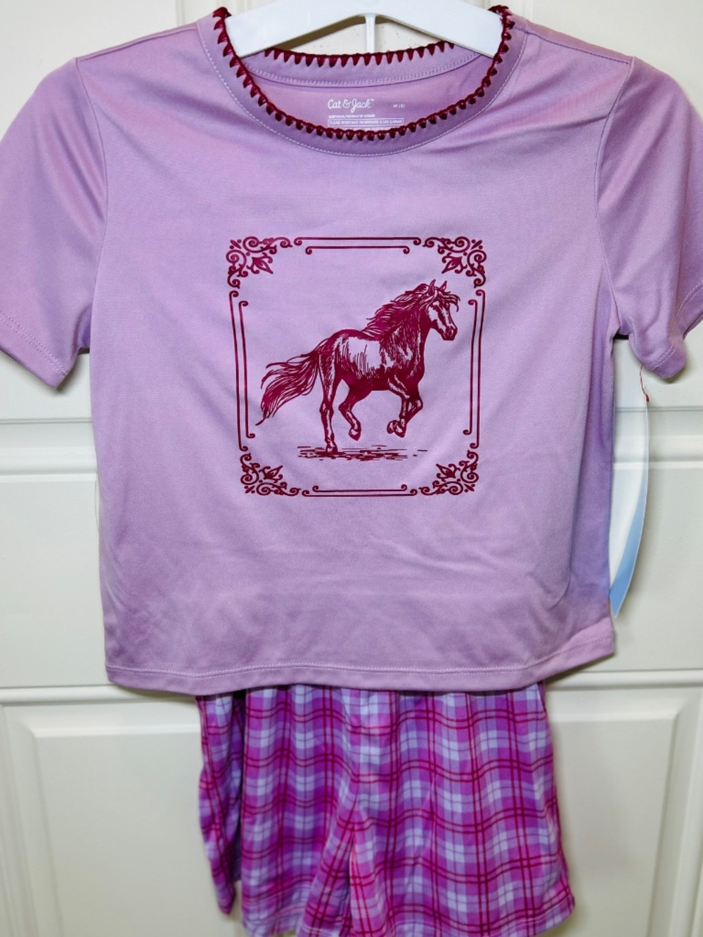 Cat & Jack Girls Purple Horse Graphic 2 Piece Pajama Set Size M